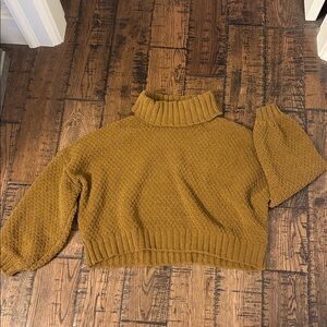 Women's High Neck Chunky Brown Knit Sweater